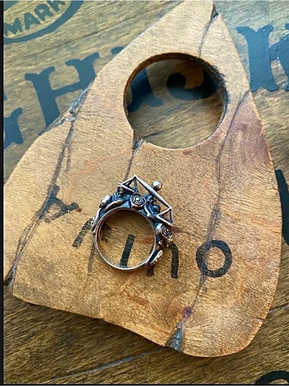 Omnia Studios Antiqued Sterling Silver
Libra Scales Ring with Tourmaline Stone